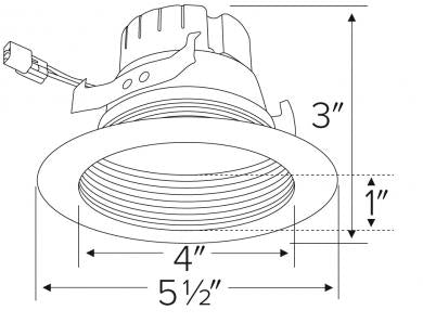 Elco 14W 120V 4" Round LED Baffle Insert with 5-CCT Switch - 1000 Lumens - Sonic Electric