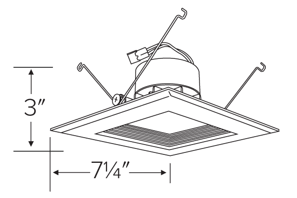 Elco 16W 120V 6" Square LED Baffle Insert Downlight with 3-CCT Switch - Sonic Electric