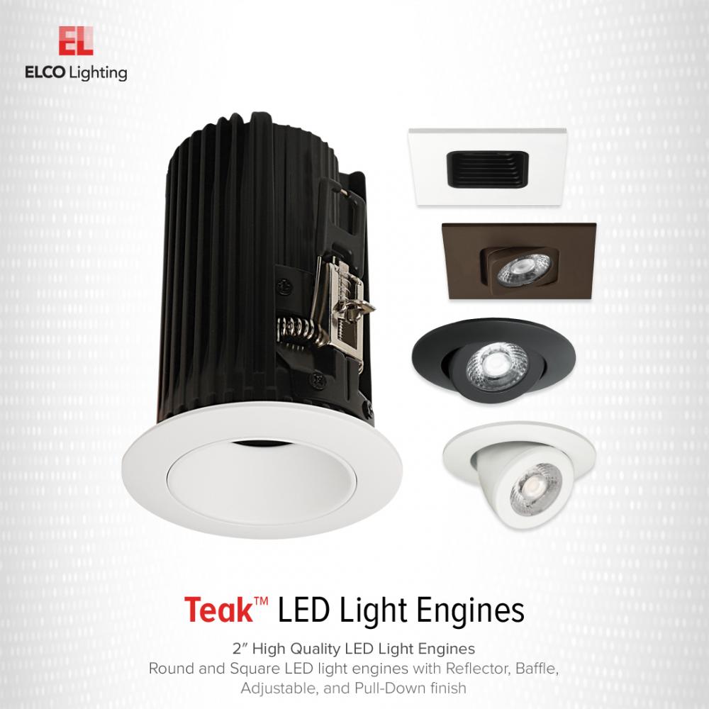 Elco 2 Round Adjustable Teak LED Light Engine - Multiple Finishes/Color Temperatures - Sonic Electric