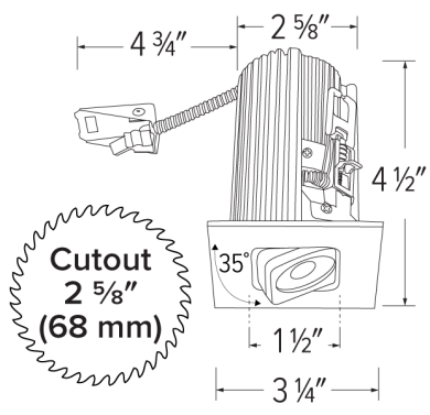 Elco 2 Square Adjustable Teak LED Light Engine - Multiple Finishes/Color Temperatures - Sonic Electric