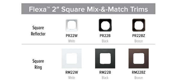 Elco 2" Square Flexa Interchangeable Reflector Trims - Multiple Finishes - Sonic Electric