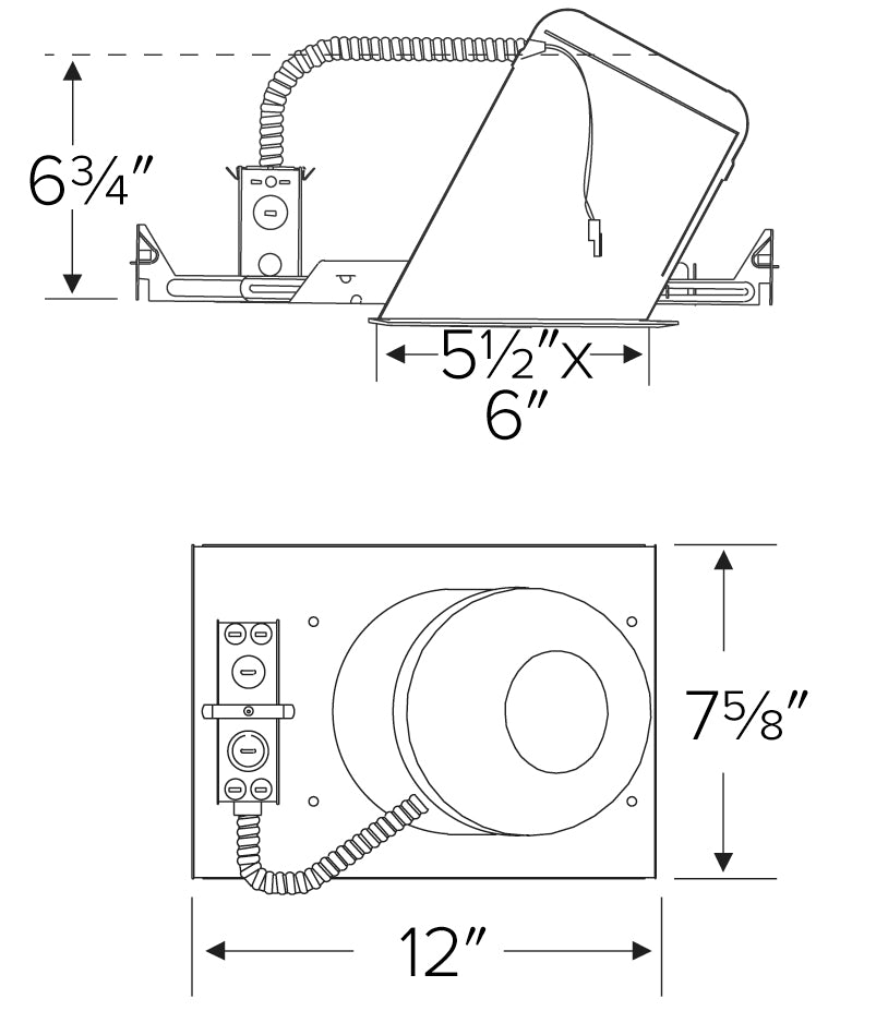 Elco 24W 6" LED IC Airtight Sloped Ceiling Single Wall New Construction Housing - Sonic Electric