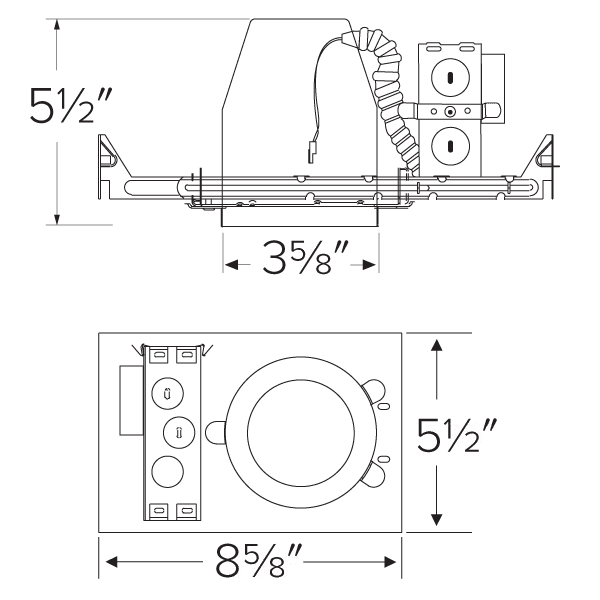 Elco 3" IC Airtight New Construction Housing for Architectural Koto LED Engine - Sonic Electric