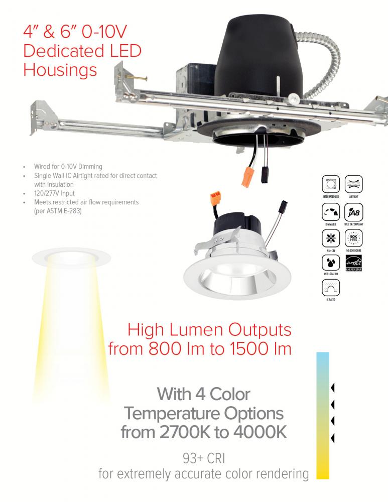 Elco 4 0-10V New Construction Dedicated LED Housing - Sonic Electric
