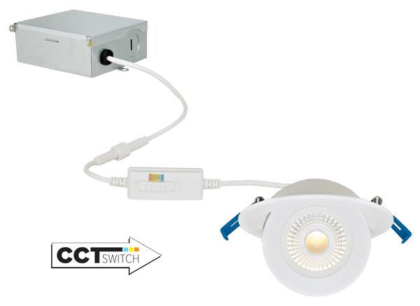 Elco 4 Floating Adjustable Eyeball Downlight with 5-CCT Switch - White or Bronze - Sonic Electric