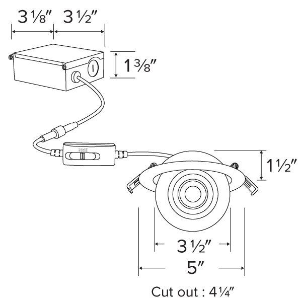 Elco 4 Floating Adjustable Eyeball Downlight with 5-CCT Switch - White or Bronze - Sonic Electric