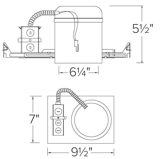 Elco 6" 8W Shallow New Construction IC Airtight Housing - Suitable for Koto System - Sonic Electric