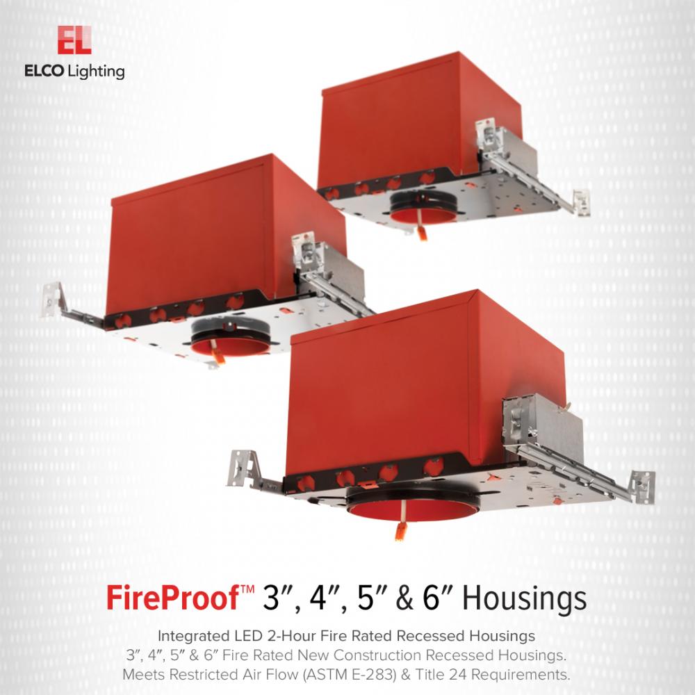 Elco 6" New Construction 2-Hour Fire Rated IC Airtight Housing - Suitable for Koto System - Sonic Electric