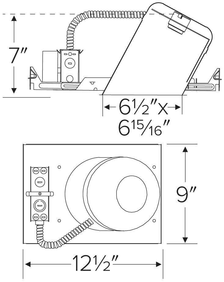 Elco 75W 6" Sloped Ceiling Medium Base IC Airtight Single Wall New Construction Housing - Sonic Electric