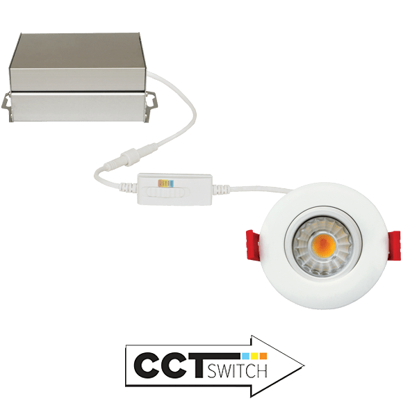 Elco 8W 120V 3" Ultra Slim LED Gimbal Light with 5-CCT Switch - 600 Lumens - Sonic Electric