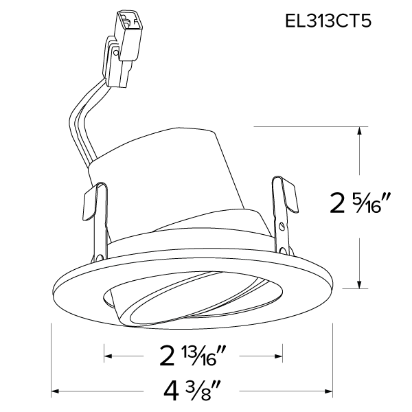 Elco 9W 120V 3" Round LED Adjustable Gimbal Insert with 5-CCT Switch - 700 Lumens - Sonic Electric