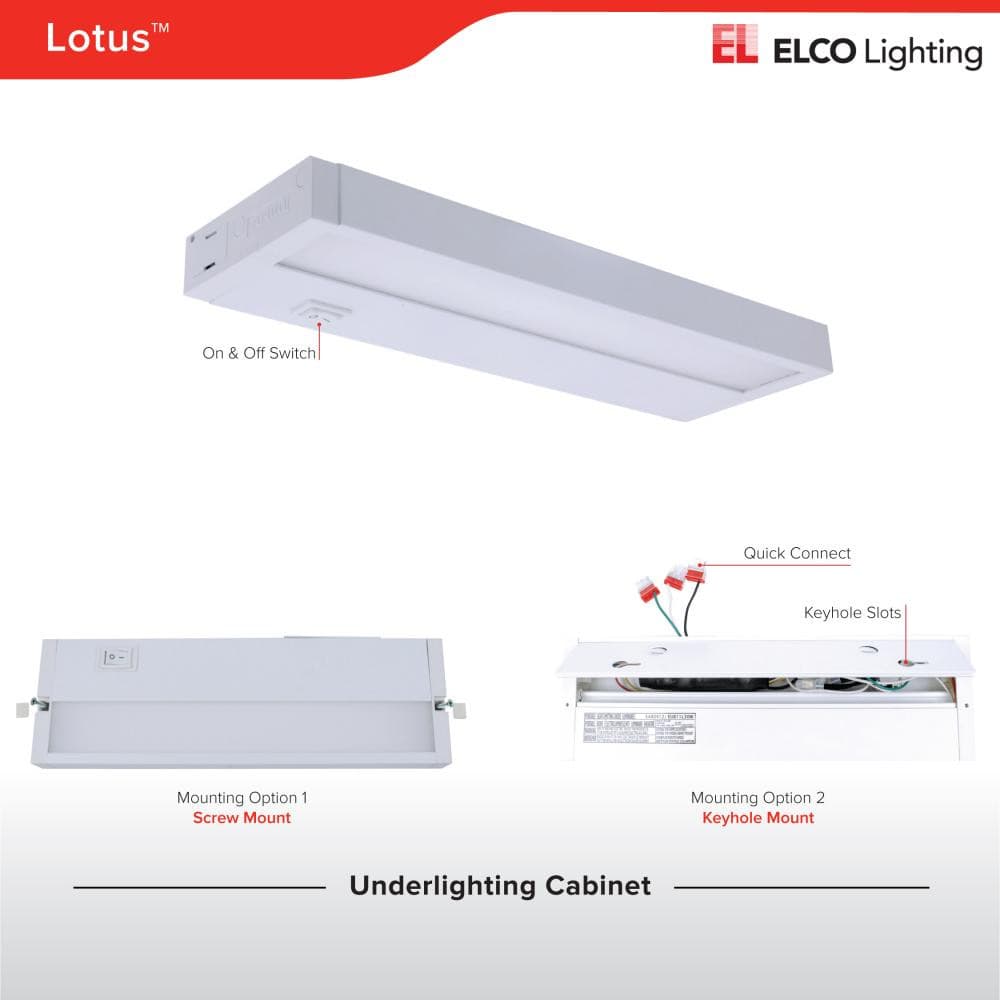 Elco Lotus LED Undercabinet Light with CCT Switch - Multiple Sizes/Wattages - Sonic Electric