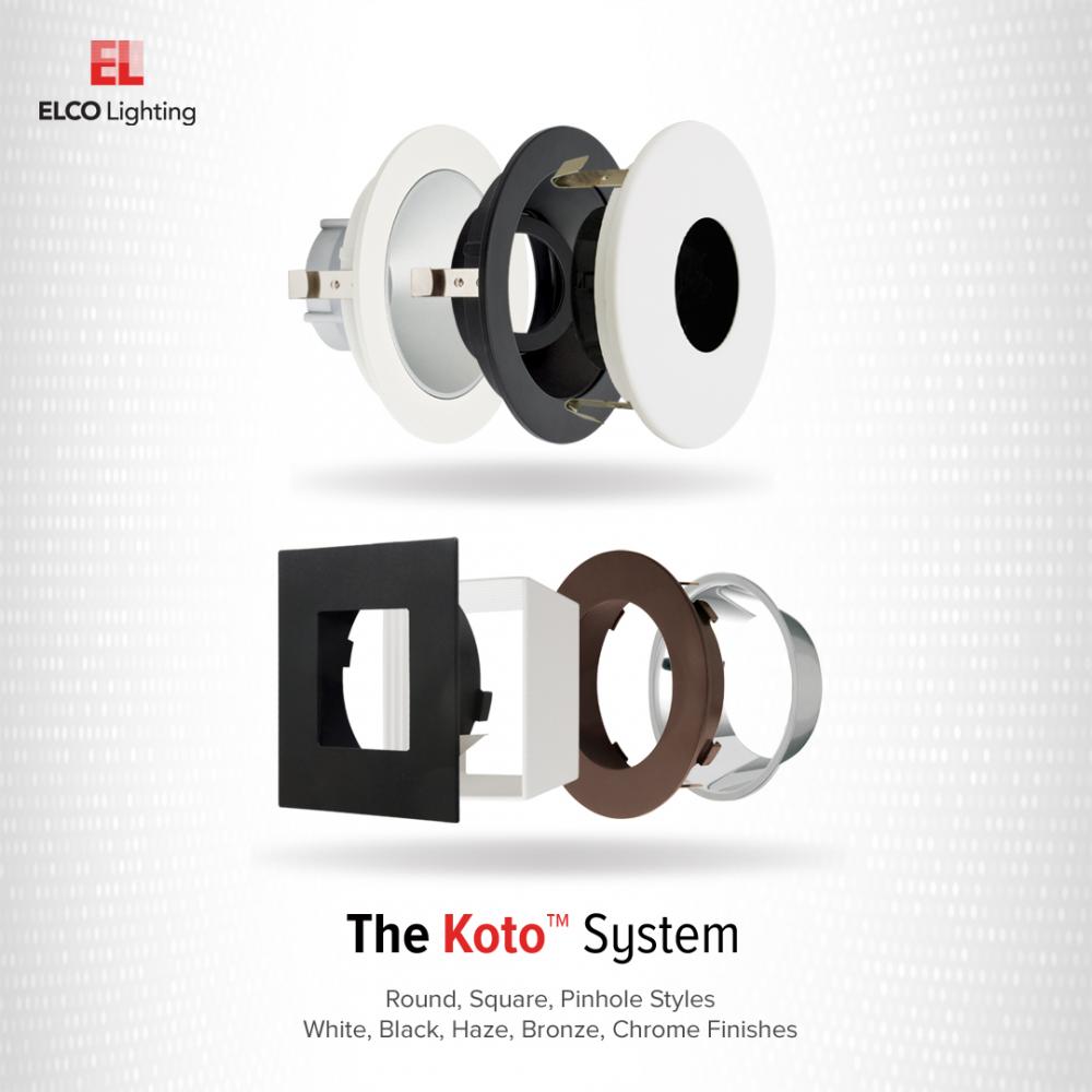 Elco Pex 3 Square Adjustable Baffle Trim for Koto System - ELK3393W, White - Sonic Electric