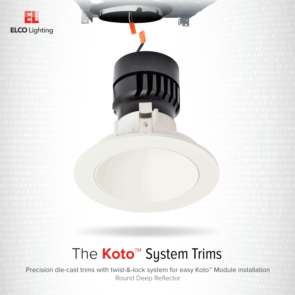 Elco Pex 4 Round Deep Reflector Trim for Koto System ELK4118H - Haze Reflector, White Ring - Sonic Electric