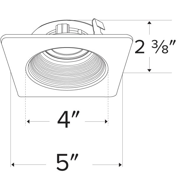 Elco Pex 4 Square Adjustable Phenolic Baffle Trim for Koto System - Sonic Electric