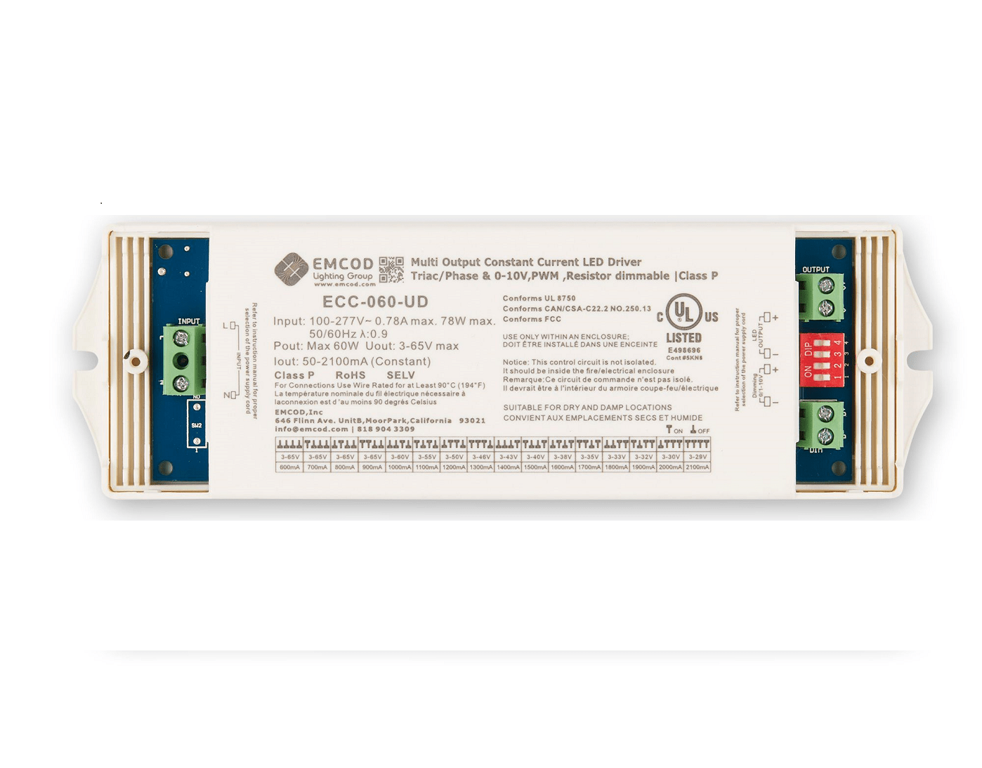 Emcod 10W 3-42VDC Constant Current, Universal Dimming, Multi-Current with DPI Adjustment - Sonic Electric