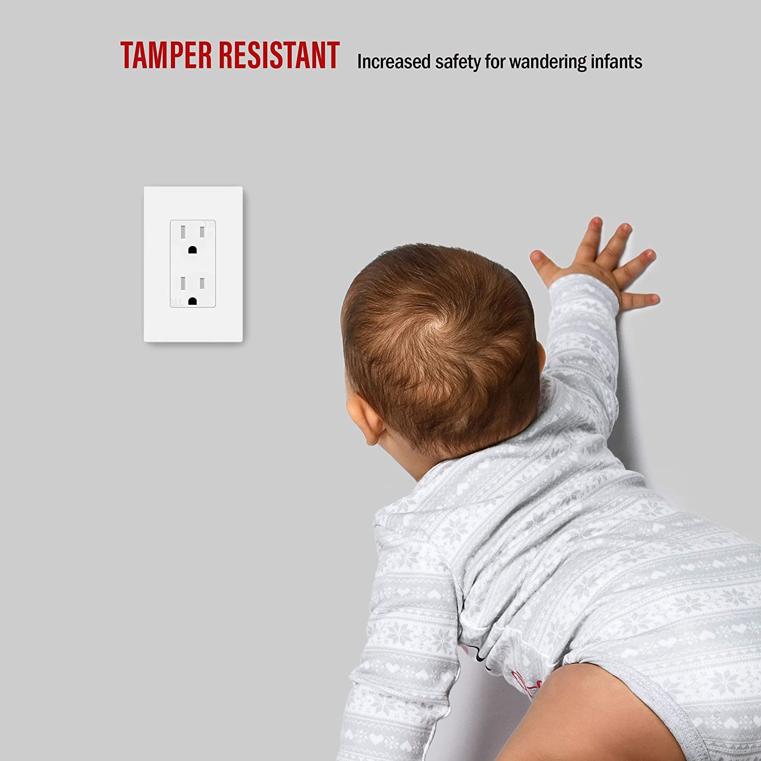 Enerlites 15 Amp Tamper Resistant Decora Receptacle Outlet - 61501-TR-W - Sonic Electric