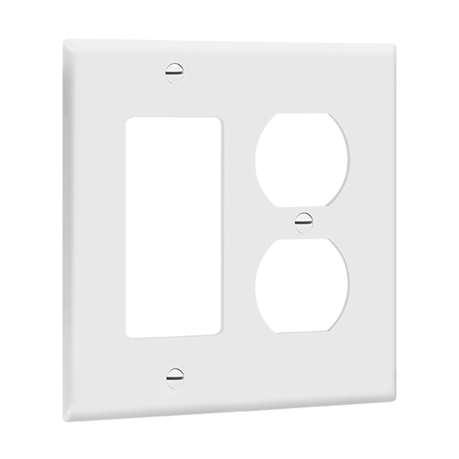 Enerlites Combination Two-Gang Wall Plate - Duplex Receptacle and Decorator/GFCI - Sonic Electric