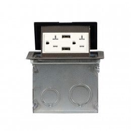 Enerlites Soft Pop-up Floor Box with 4.0A USB & 20A Decorator Tamper-Weather Resistant Receptacle - Stainless Steel - Sonic Electric