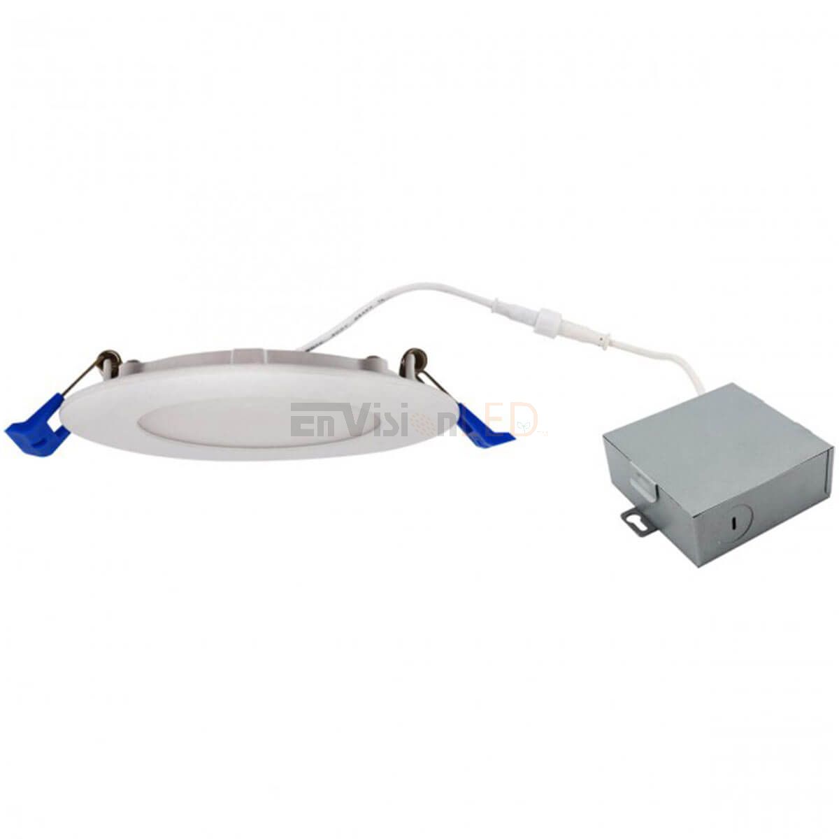 Envision 6" LED J-Box Round Panel Downlight 5CCT- White, Black, Brushed Nickel - Sonic Electric