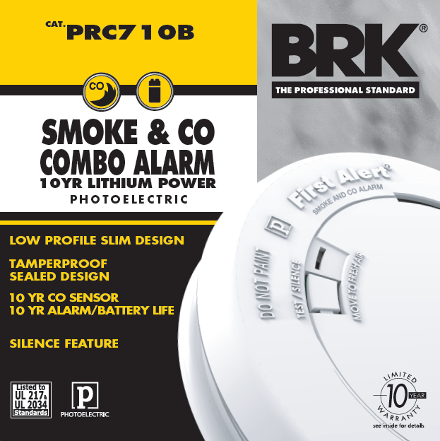 First Alert Carbon Monoxide and Smoke Alarm PRC710B 10 Year Sealed Battery - Sonic Electric