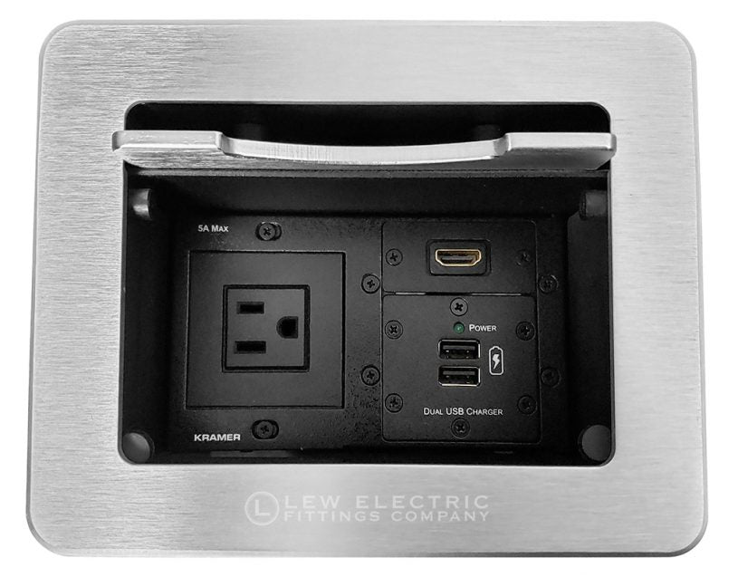 Kramer TBUS-5 Conference Table Box- 1 Power, 1 HDMI, 2 Charging USB - Sonic Electric