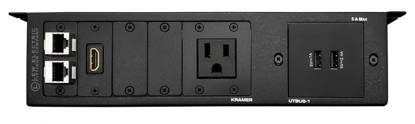 Kramer UTBUS-1 Conference Table Box- 1 Power, 2 Charging USB, 1 HDMI, 2 Cat6, 2 blank plates - Sonic Electric