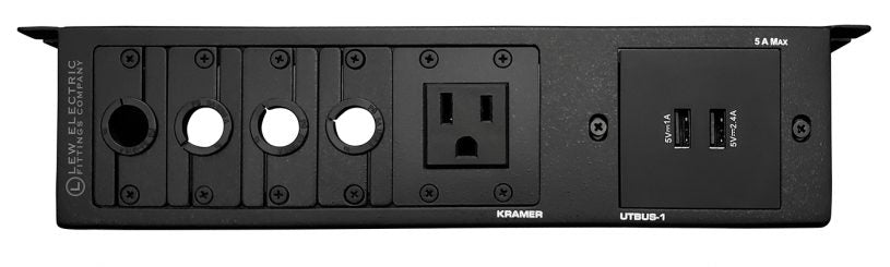 Kramer UTBUS-1 Conference Table Box- 1 Power, 2 Charging USB, 4 Grommet Holes - Sonic Electric