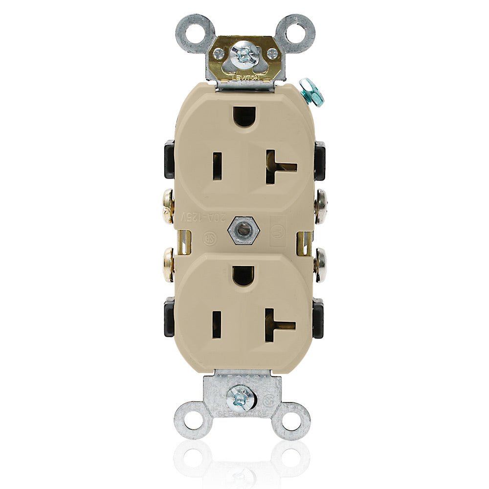 Leviton 20 Amp Duplex Receptacle/Outlet, Commercial Grade, Self-Grounding - Sonic Electric