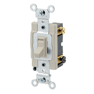 Leviton 54504-2I 15-Amp, 120/277-Volt, Toggle Framed 4-Way AC Quiet Switch, Commercial Grade, Ivory - Sonic Electric