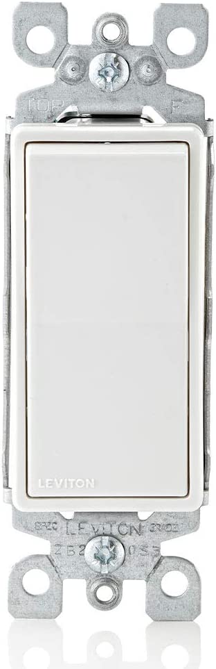 Leviton 5601-2W 15 Amp, 120/277 Volt, Decora Rocker Single-Pole AC Quiet Switch, Residential Grade, Grounding, White (10 Pack) - Sonic Electric