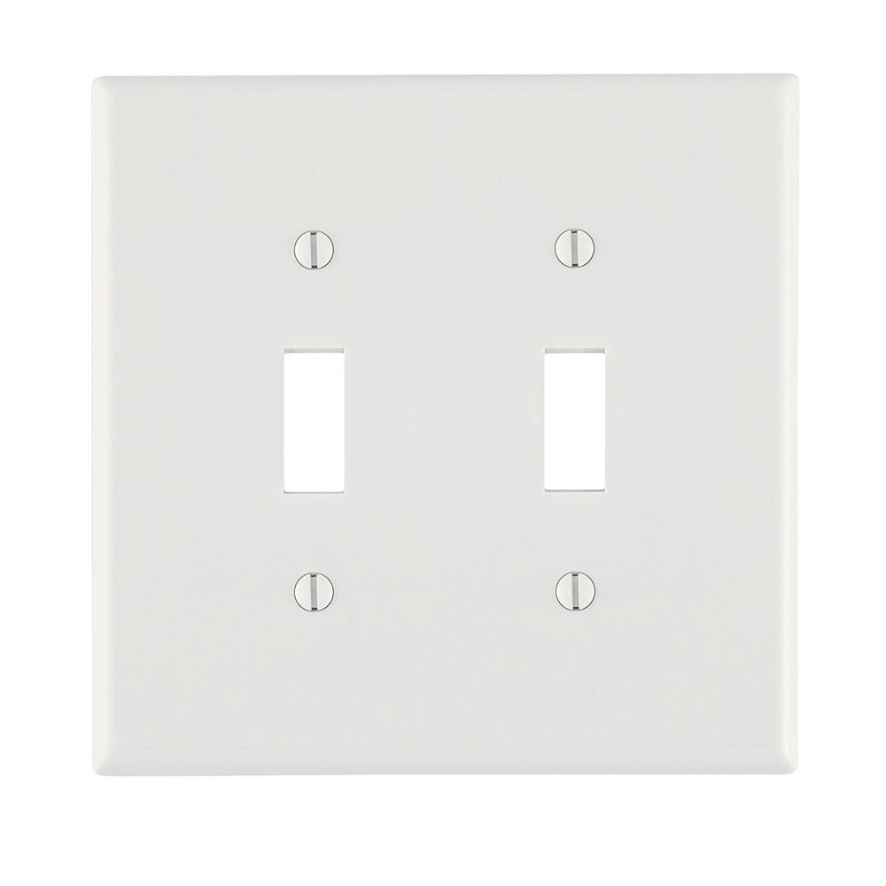 Leviton 80509-W 2-Gang Toggle Switch Wallplate, Midway Size,Thermoset, White - Sonic Electric
