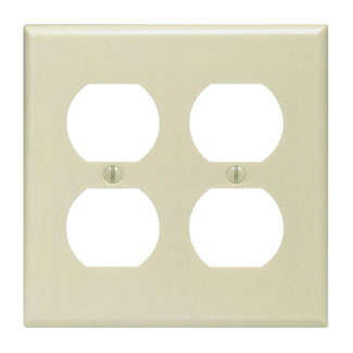 Leviton 86016 2-Gang Duplex Receptacle Wallplate, Ivory - Sonic Electric