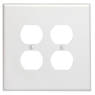 Leviton 88116 2-Gang Duplex Outlet/Receptacle Wallplate, Oversized, Thermoplastic, White - Sonic Electric