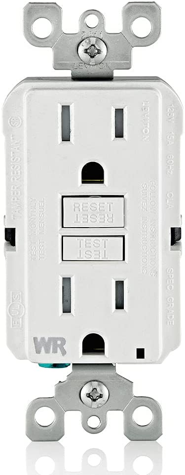 Leviton GFWT1-W Self-Test SmartlockPro Slim GFCI Weather-Resistant and Tamper-Resistant Receptacle with LED Indicator, 15-Amp, White - Sonic Electric