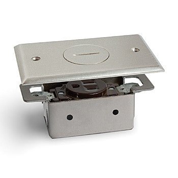 Lew Electric RRP-1-NP Nickel Plated Recessed Single Receptacle Floor Plate Assembly - Sonic Electric
