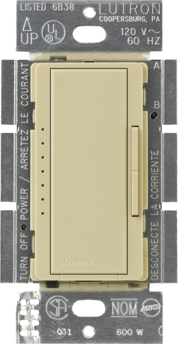 Lutron MALV-600-IV Maestro 450-watt Multi-Location/Single Pole Magnetic Low-Voltage Digital Fade Dimmer, Ivory - Sonic Electric