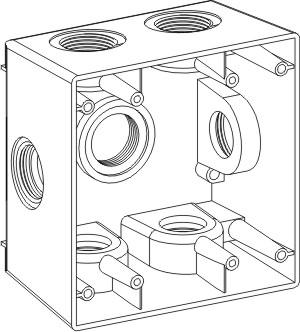 Orbit 2DB100-7X 2-Gang 7-Hole 1 inch Weatherproof Box - Deep Version - Sonic Electric