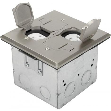 Orbit Adjustable Floor Box Flip Type With 2 Duplex Receptacles 125V AC - Sonic Electric