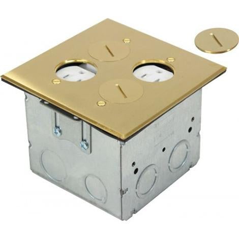 Orbit Adjustable Floor Box Round Plug Type With 2 Duplex Receptacles 125V AC - Sonic Electric