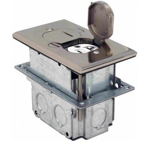 Orbit Floor Box Flip Type With Duplex Receptacle Adjustable Box 125V AC - Sonic Electric