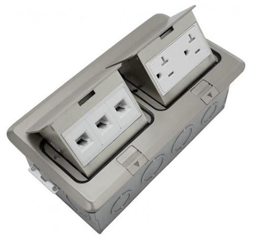Orbit Floor Box Pop-up With Duplex Receptacle & Low Voltage Rj45 Tamper Resistant 125V AC - Sonic Electric