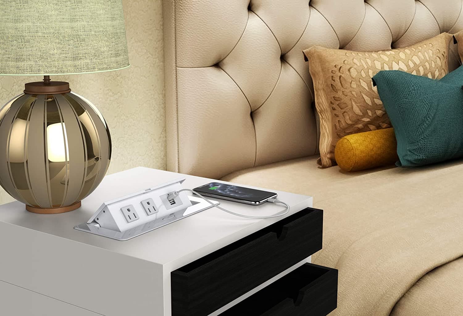 Pop Up Outlet Table Connection Box With 2 Outlets & 2 USB Charging Ports - Sonic Electric