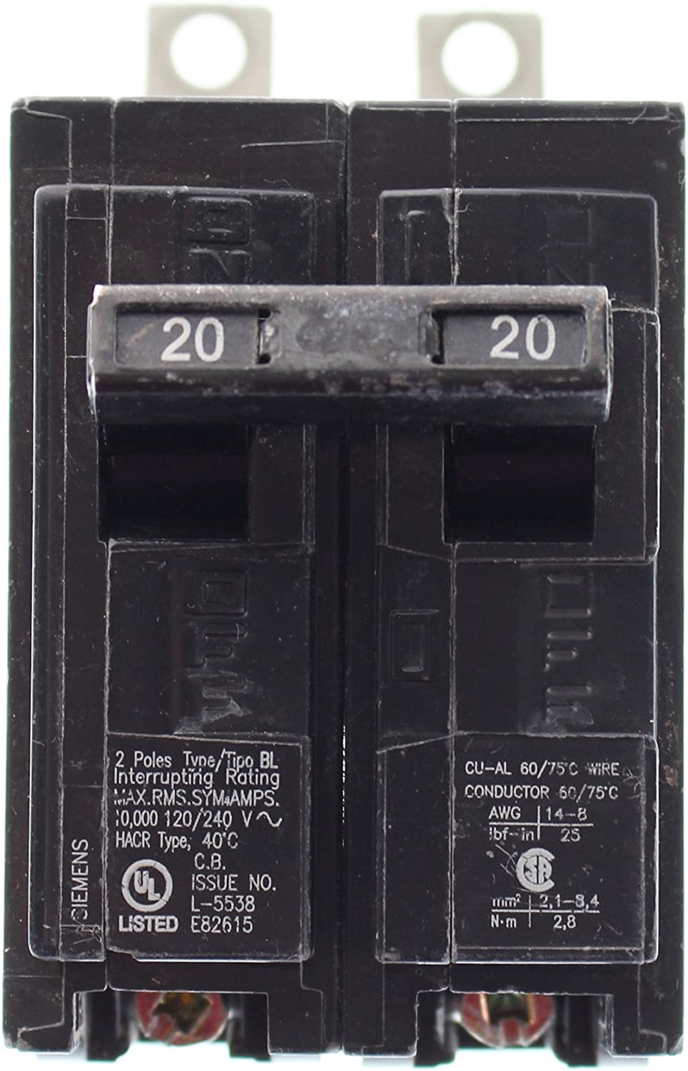 Siemens B220 20-Amp 2-Pole 120V 10KAIC Bolt-in Circuit Breaker - Sonic Electric