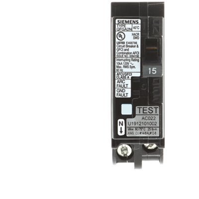 Siemens Q115DFN 15-Amp 1-Pole Dual Function Arc-Fault/Ground-Fault Circuit Breaker - Sonic Electric