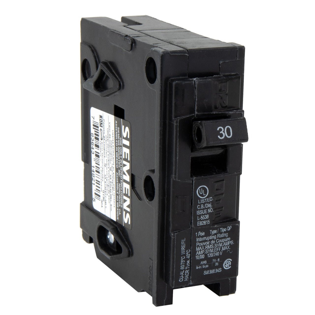 Siemens Q130 30-Amp 1-Pole Type QP Circuit Breaker - Sonic Electric
