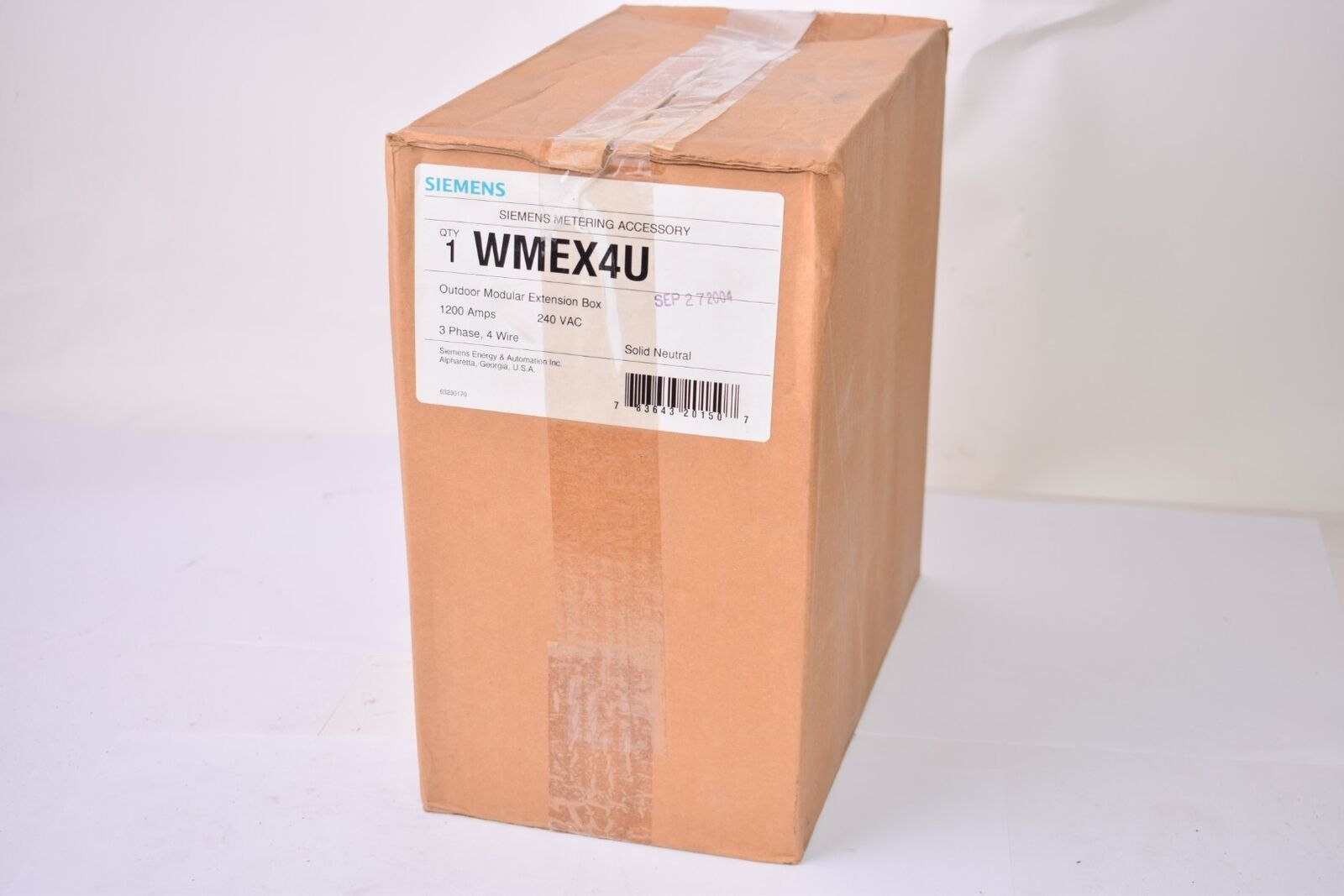 Siemens WMEX4U Outdoor Modular Extension Box 1200 Amps 240VAC 3 Phase 4 Wire - Sonic Electric