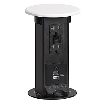 Spill Proof Kitchen Counter Pop Up With 20A (TR) GFI Receptacle & 2 USB Ports (Type A&C) – White - Sonic Electric