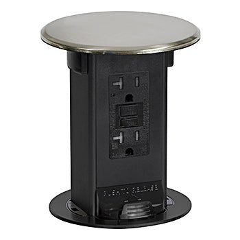 Spill Proof Kitchen Counter Pop Up With 20A (TR) Self-Testing GFI Receptacle – Nickel Silver - Sonic Electric