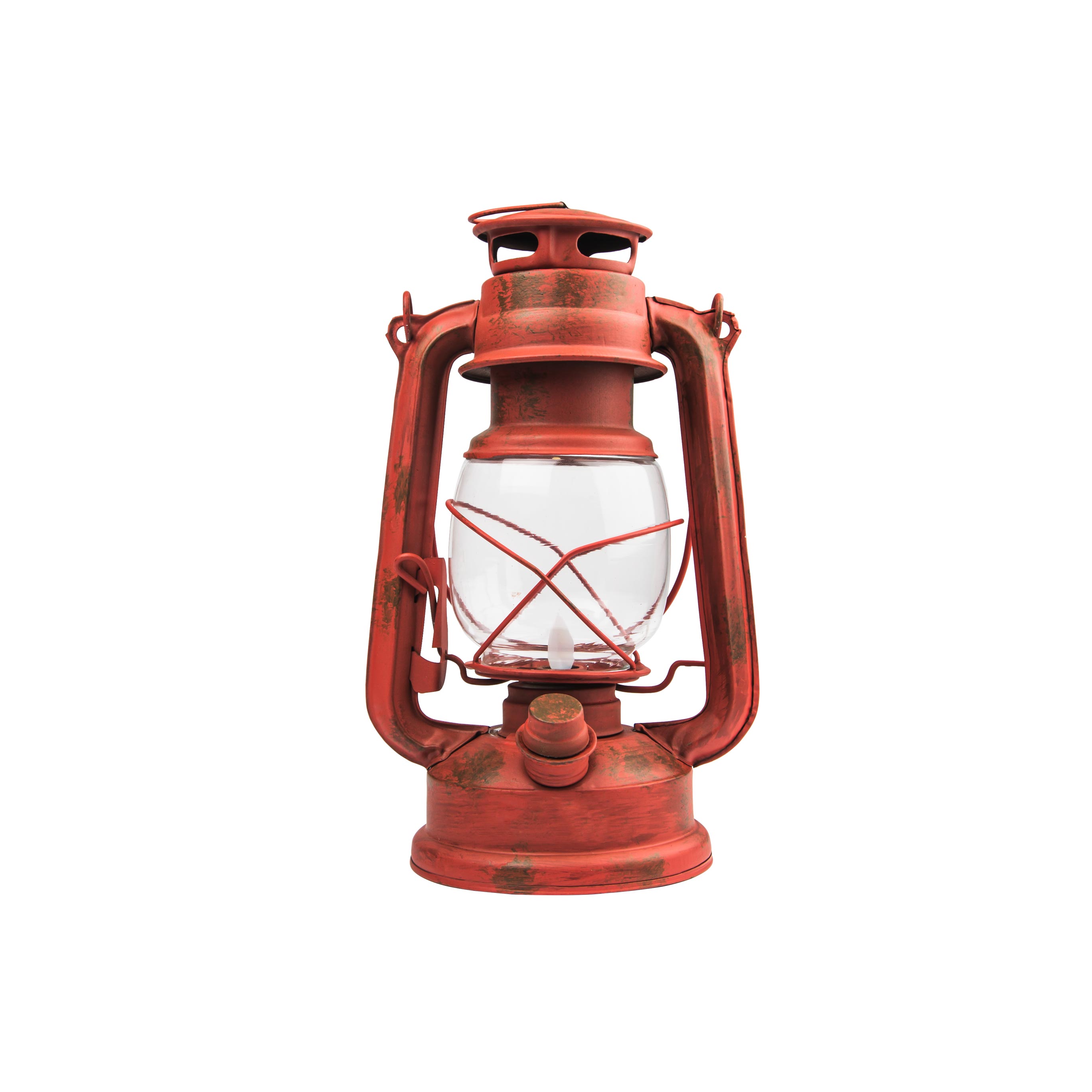 WeatherRite Old Red LED Lantern with Realistic Flickering Flame - Sonic Electric